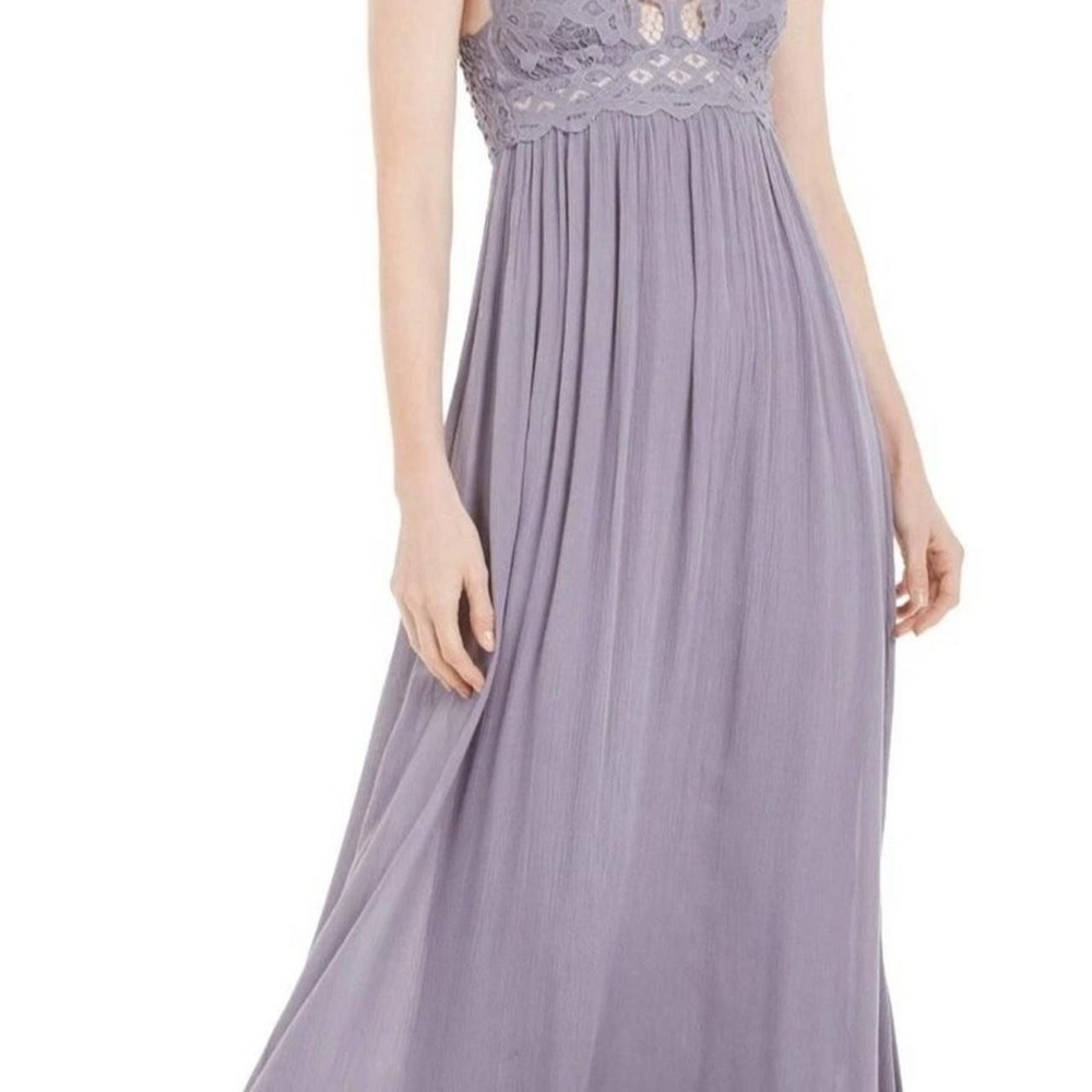 Free People Lilac maxi dress with lace trim and ruffle hem
